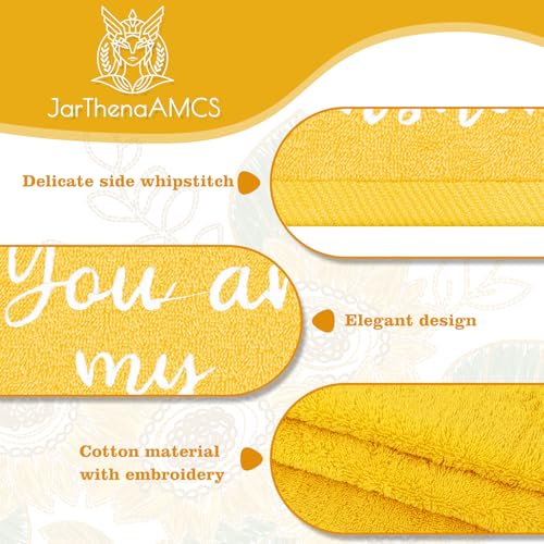 Embroidered Sunflower Hand Towels Set - 2 Cotton Towels for Home