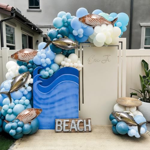 Realistic Fish Balloons Set - 6pcs Tuna & Carp Foil Balloons for Fishing Party Decor