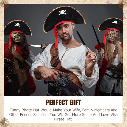 Hsei Pirate Hat for Adults - Captain Cap with Skull Print