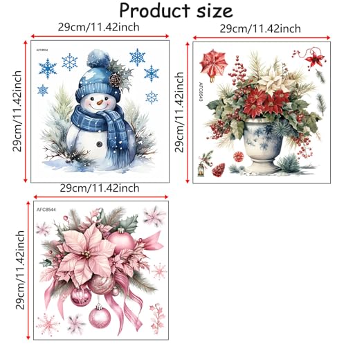 HeartYue 3 Sheets Christmas Toilet Lid Decals Festive Holiday Bathroom Decor