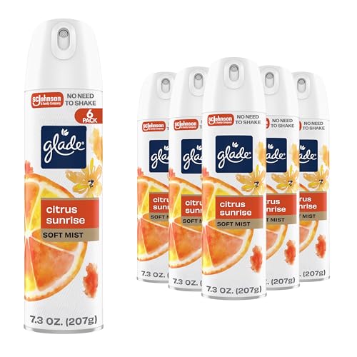 Glade Citrus Sunrise Soft Mist Air Freshener Spray, Odor Eliminator, 7.3 Oz, 6 Count