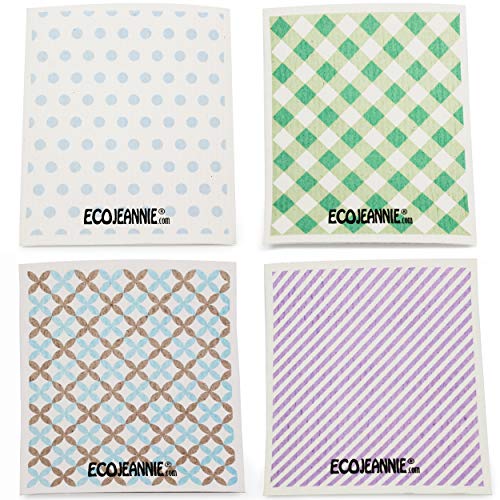 EcoJeannie Eco-Friendly Biodegradable Cleaning Cloths - 4 Pack