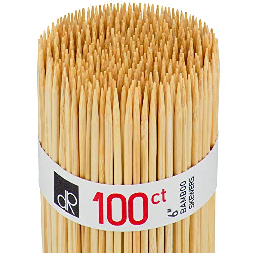 6-Inch Bamboo Skewer Sticks - 100 Count for BBQ & Crafting