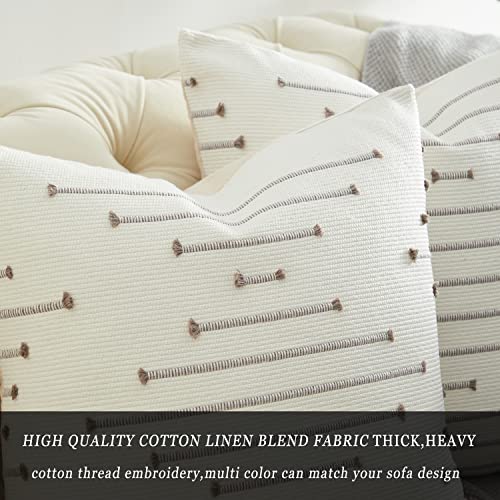 GIGIZAZA 18x18 Taupe Boho Pillow Covers - Set of 2 Cotton Linen