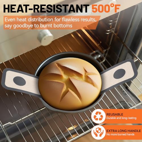 Grey HOTEC 2-Pack Silicone Bread Sling for Dutch Oven - Heat-Resistant & Non-Stick Baking Liners
