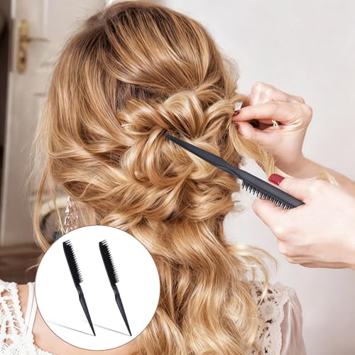 3-Row Rat Tail Styling Comb Set 2 PCS Black Detangling Hair Combs