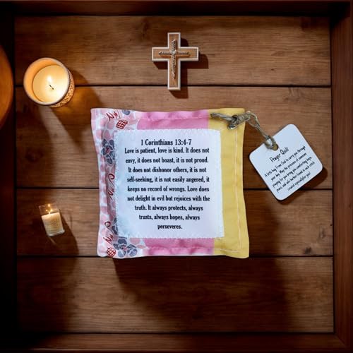 Inspirational Pocket Prayer Quilt - 4x4 Inches with Cross Design