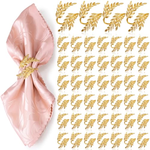 Gold Wheat Metal Napkin Rings Set of 50 for Weddings & Events