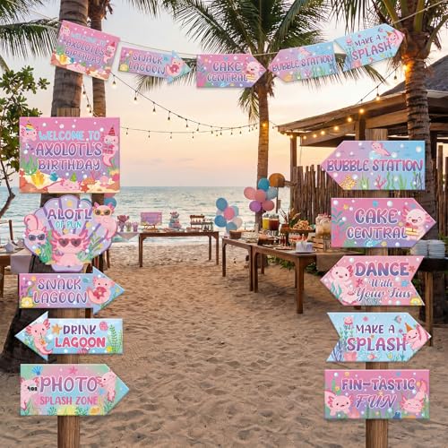 Axolotl Birthday Party Decorations - 20 Piece Sign Set