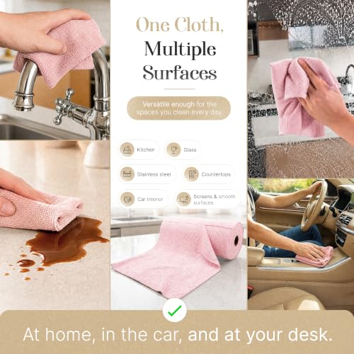 Reusable Microfiber Cleaning Cloth Roll - 20 Sheets, 11" x 10"