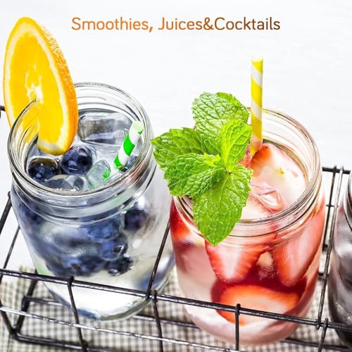 16oz Glass Mason Jars - 2 Pack with Airtight Lids for Food Storage
