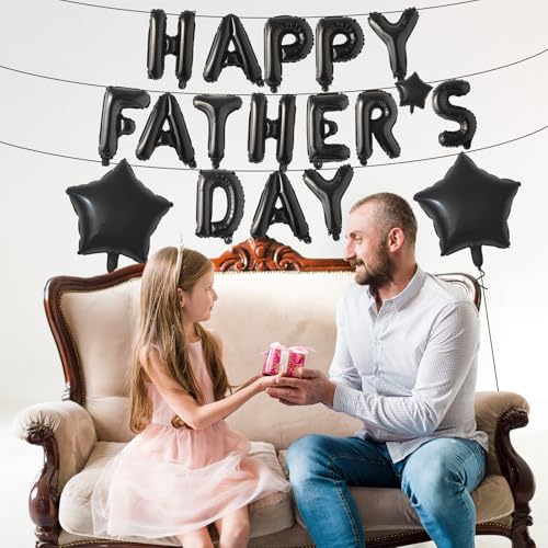 HAPPY FATHER’S DAY Balloons Banner Set with Star Balloons