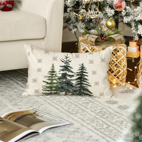 Christmas Outdoor Pillow Cover 12x20 Inch - Winter Snowflake Design