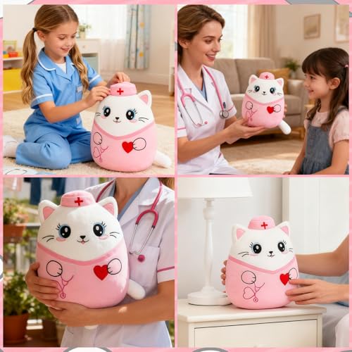 Nurse Cat Plush Toy - 8 Inch Soft Cuddly Gift for Nurses
