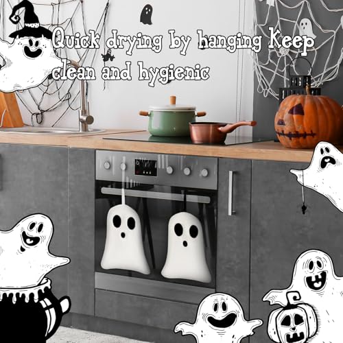 Quera Halloween Ghost Hand Towels Set - 2 Pack, Embroidered