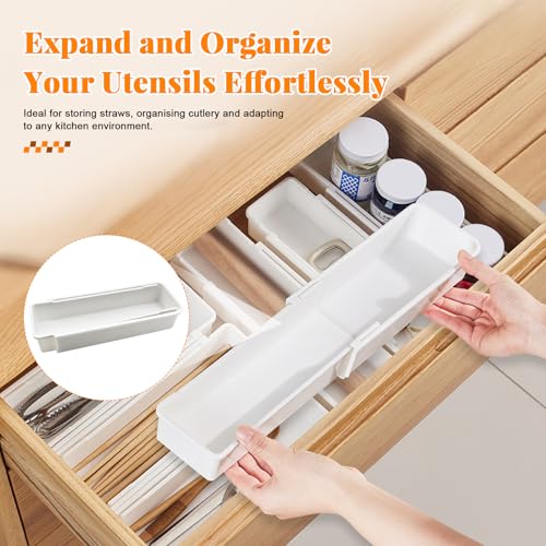 Adjustable Expandable Drawer Organizer for Deep Kitchen Utensils
