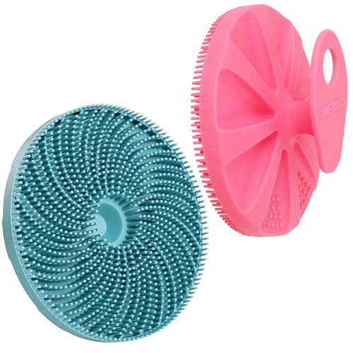 INNERNEED Silicone Body Scrubber & Exfoliating Bath Brush, Green and Pink