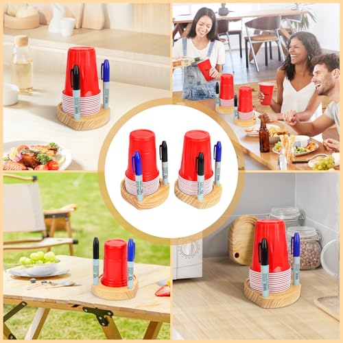 Wooden Drink Holder with Marker Slot - Party Essential (Variation 1)