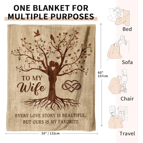 Romantic Flannel Blanket for Wife - 50" x 60" Soft Throw Gift