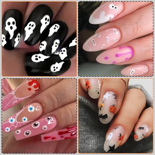 IDDFEVE Halloween Nail Art Stickers 3D Self-Adhesive Ghost Pumpkin Decals 6 Sheets