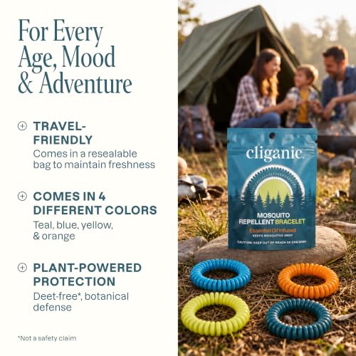 Cliganic Mosquito Repellent Bracelets - Natural 10 Pack for Kids & Adults