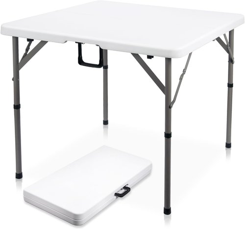 Byliable Folding Card Table - Heavy Duty 34" Portable Utility Table in White | Ideal for Indoor & Outdoor Use