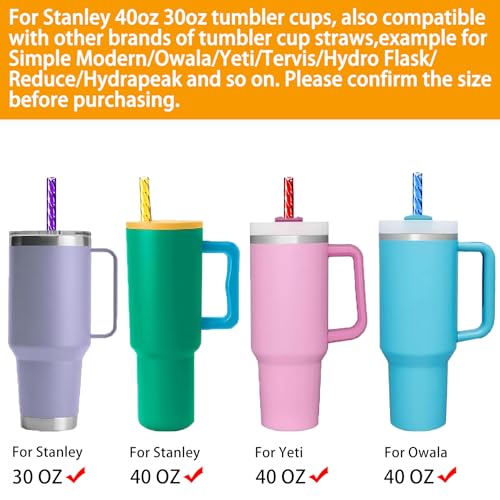 LEDUO 10-Pack Reusable Sparkling Straws for Stanley & Tumbler Cups