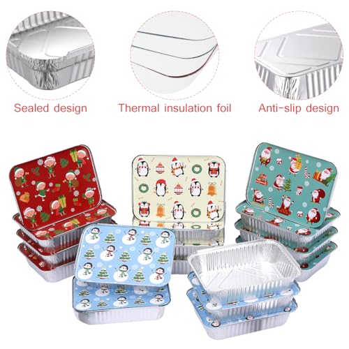 Disposable Foil Food Containers with Lids - Rectangular Takeout Pans for Holiday & Catering