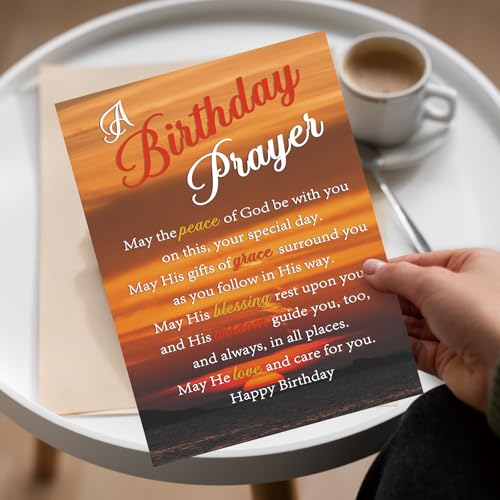 Christian Birthday Card with Inspirational Prayer | 8x5.3in