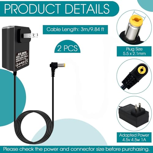 4.5V Power Adapter for Lemax Christmas Halloween Village Lights - 2 Pack