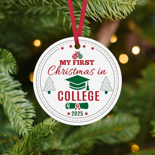 Ceramic College Freshman Year Christmas Ornament for Students