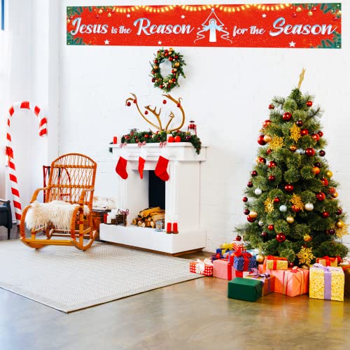 Jesus Is The Reason for The Season Christmas Banner - Christian Decorations, 9.8x1.6 ft, Holiday Party Background - Variation of Jesus Season