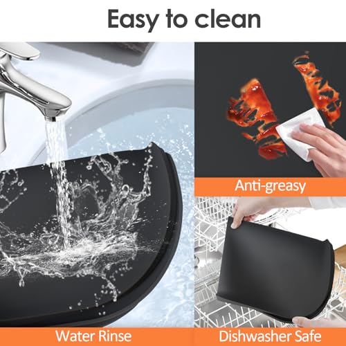 Non-Slip Silicone Coffee Maker Mat with Raised Edge, 17.4'' x 10.6'' - Black