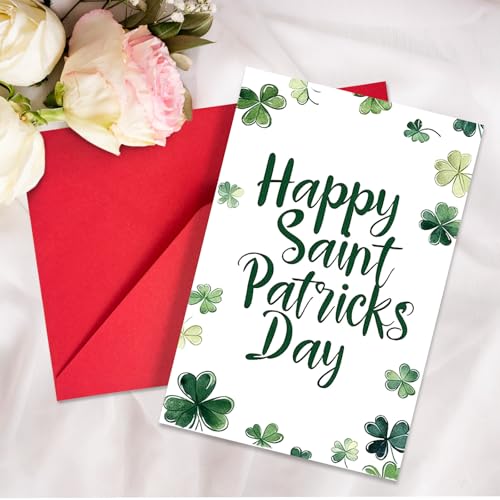 St. Patrick's Day Greeting Cards Assorted Retro Green Blank Notes with Envelopes