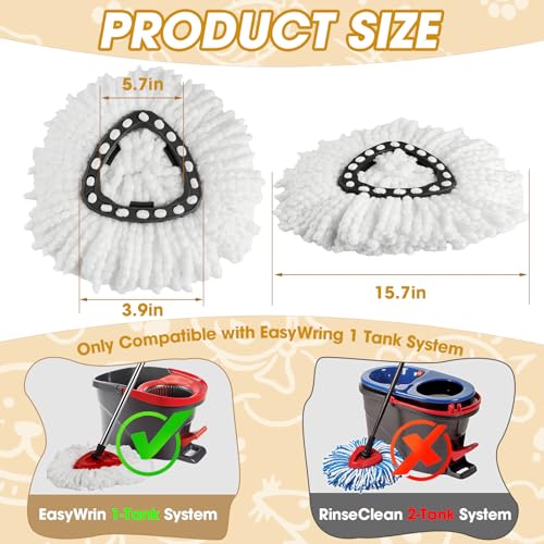 APOCHON Microfiber Spin Mop Replacement Heads - 3 Pack Refill