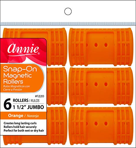 Annie Snap-On Magnetic Hair Rollers 1.5 Inch Jumbo Curlers 6 Count