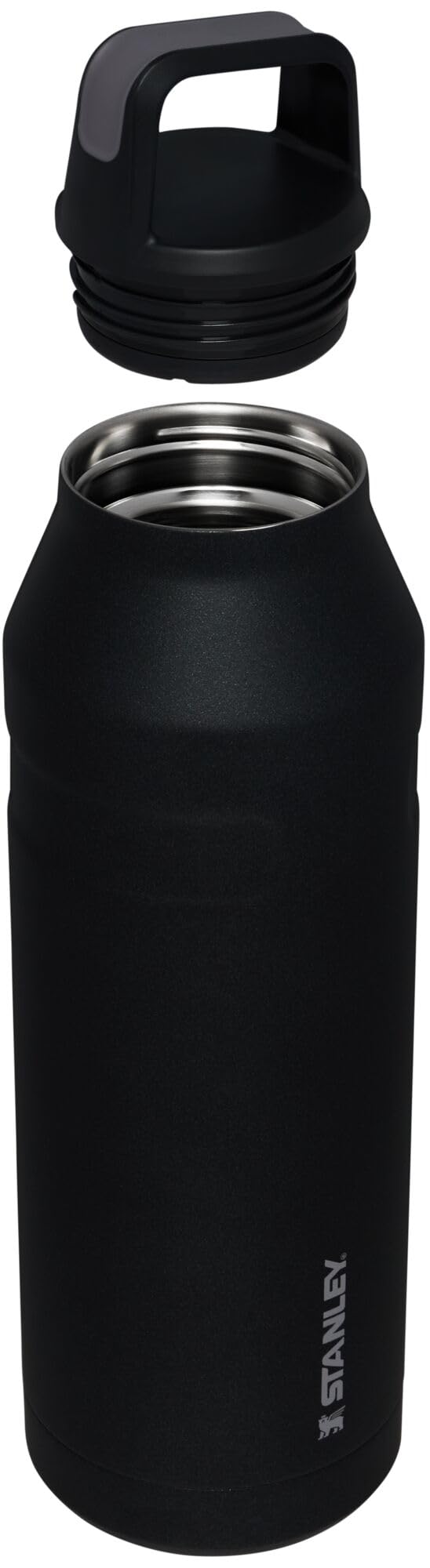 STANLEY IceFlow Cap and Carry Water Bottle 50 oz | Wide Mouth Twist Lid | Lightweight and Leakproof for Travel and Sports | Insulated Stainless Steel | BPA-Free | Black Glimmer