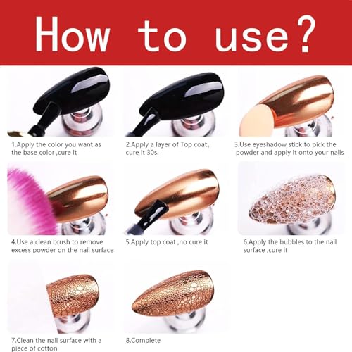 Vonrui Silver Chrome Nail Powder - Metallic Mirror Effect Pigment Dust