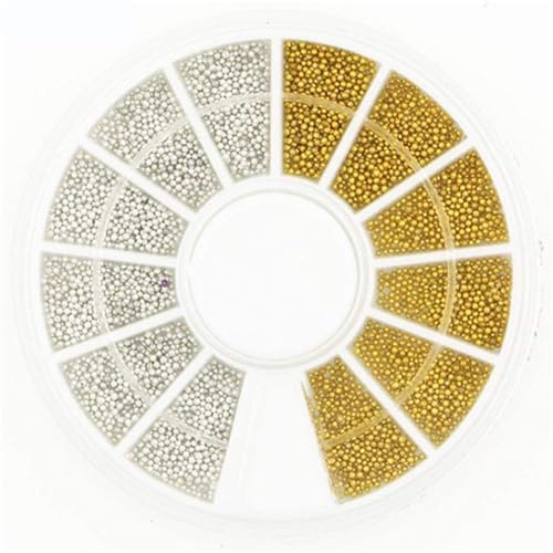 3D Nail Art Caviar Beads Gold and Silver Pearls Rivet Jewels