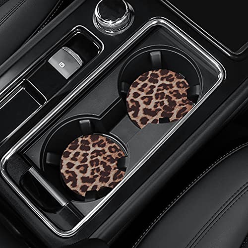 Leopard Print Car Coasters - 4 Pack Neoprene Cup Holder Mats