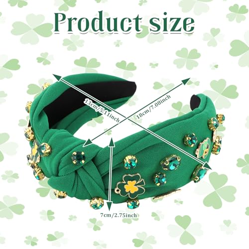 St. Patrick's Day Rhinestone Shamrock Knotted Headband for Women