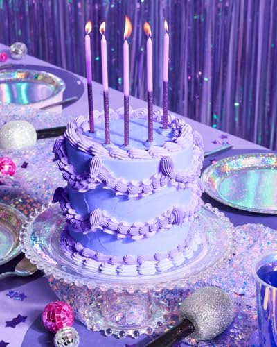 Purple Glitter Birthday Candles - 10 Pack, 5 Inch Cake Decorations
