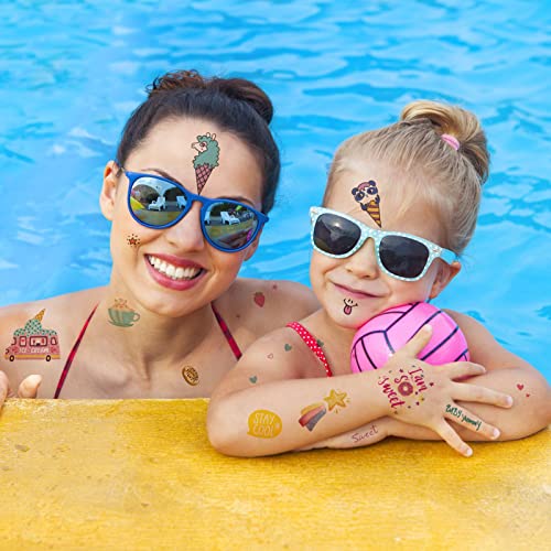 Konsait 176PCS Kids Temporary Tattoos Waterproof Candy Ice Cream