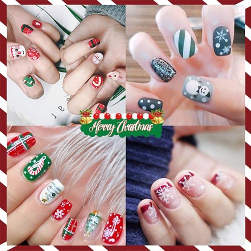 WOKOTO 12 Sheets Christmas Nail Polish Strips - Festive Holiday Full Wraps