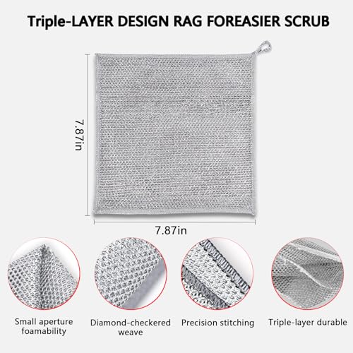 Kookkit 3-Layer Non-Scratch Stainless Steel Dish Scrubber 6Pcs