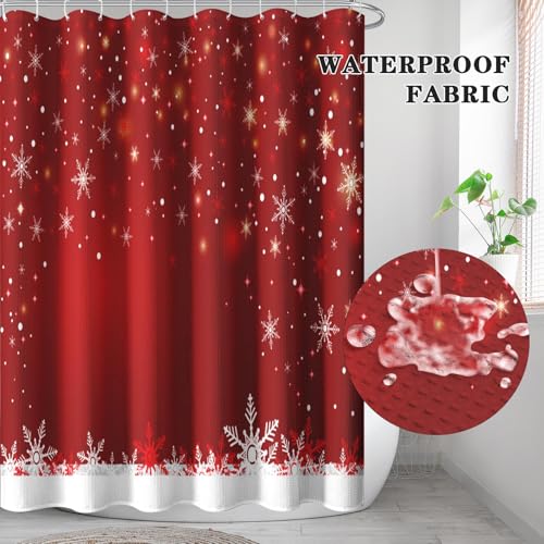 Christmas Red Shower Curtain Set with Window Curtains - Xmas 9 Variation