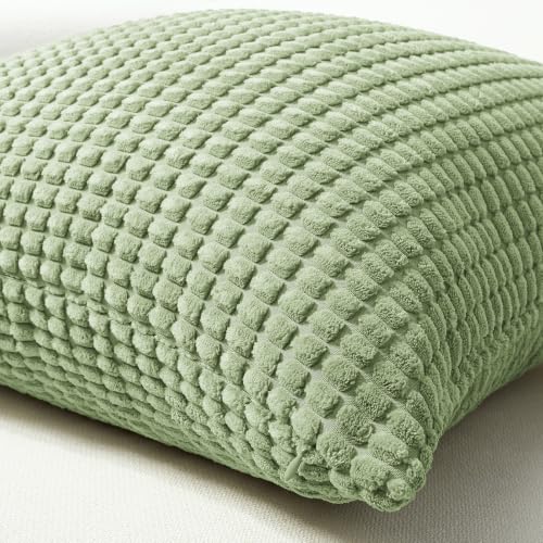 Softalker Sage Green Corduroy Throw Pillow Covers 18x18, 2 Pack