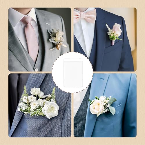 15 Pack Pocket Boutonniere Plastic Sleeve Holder for Suit Jacket Chest Pocket