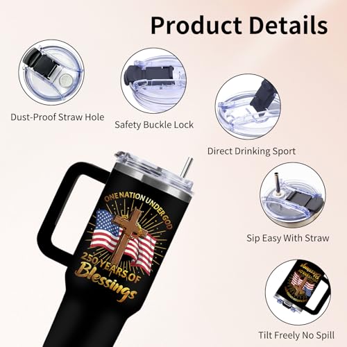 40oz Patriotic Stainless Steel Tumbler for 250th Anniversary USA Gift