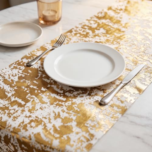Gold 9FT Sequin Glitter Metallic Foil Table Runner - Veridra